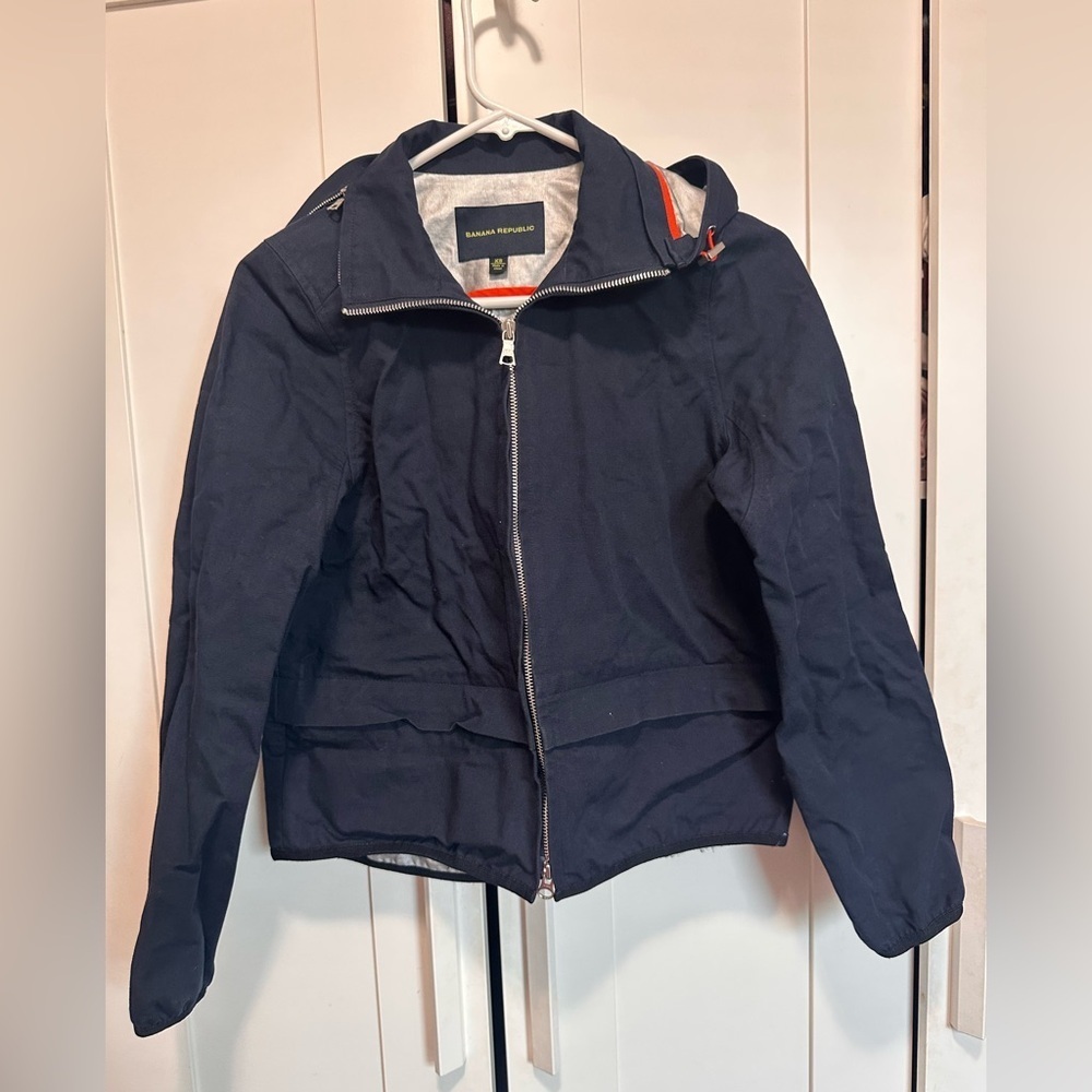 Banana‎ Republic Dark Blue Rain Coat Jacket size XS - Picture 2 of 10
